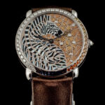 Ronde Louis Cartier Zebra and Giraffe Gold Bead Granulation and Marquetry Watch
