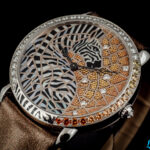 Ronde Louis Cartier Zebra and Giraffe Gold Bead Granulation and Marquetry Watch