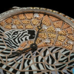 Ronde Louis Cartier Zebra and Giraffe Gold Bead Granulation and Marquetry Watch