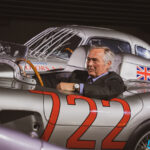 Karl-Friedrich Scheufele behind the wheel of Sir Stirling Moss’ racing car and wristed Chopard Mille Miglia Classic Chronograph Speed Silver