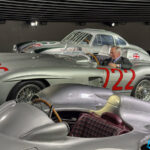 Karl-Friedrich Scheufele behind the wheel of Sir Stirling Moss’ racing car and wristed Chopard Mille Miglia Classic Chronograph Speed Silver